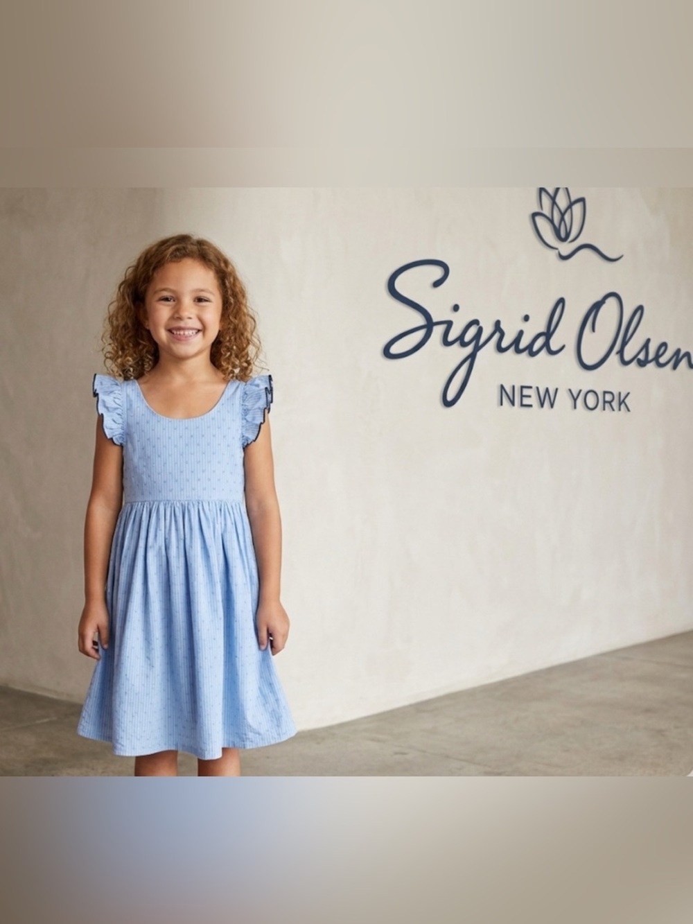 Authentic Sigrid Olsen kids signature designer blue dress little girls sz 6